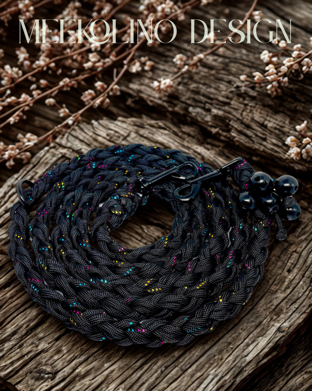 Paracord Set Halsband und Leine „Glitter Black Beauty“
