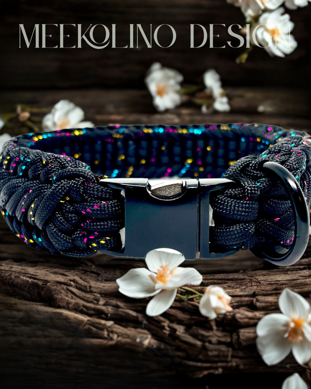 Paracord Set Halsband und Leine „Glitter Black Beauty“