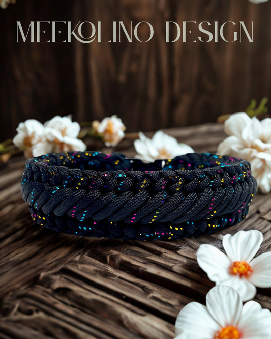Paracord Set Halsband und Leine „Glitter Black Beauty“