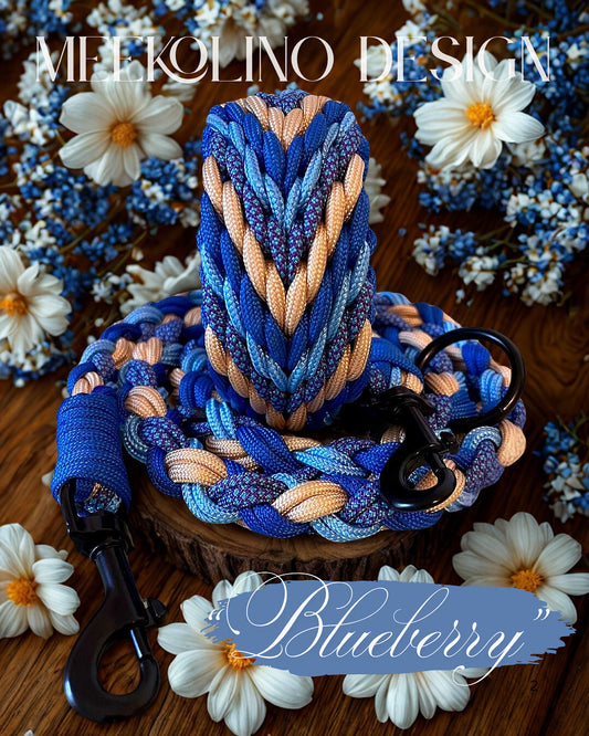 Paracord Set Halsband und Leine „Blueberry“