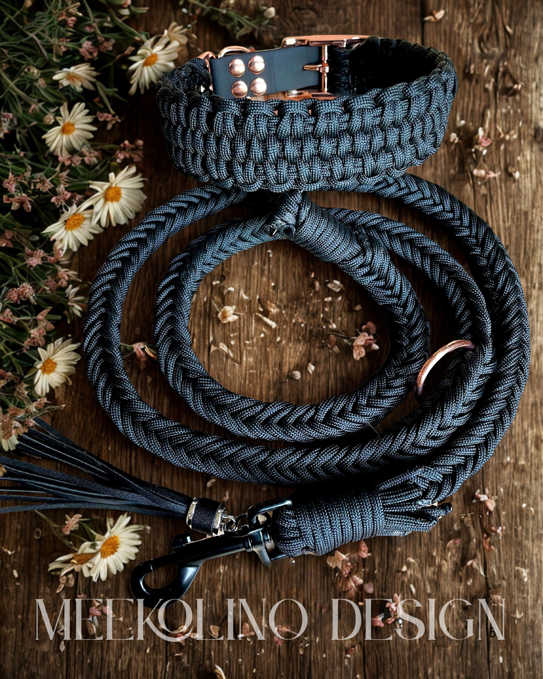 Paracord Set Halsband und Leine „Black Beauty“