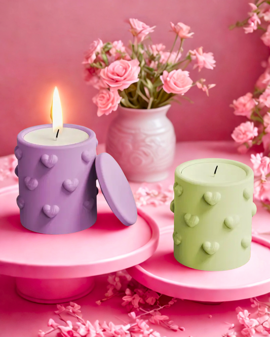 Kerze „Herzen“ (mit Deckel)