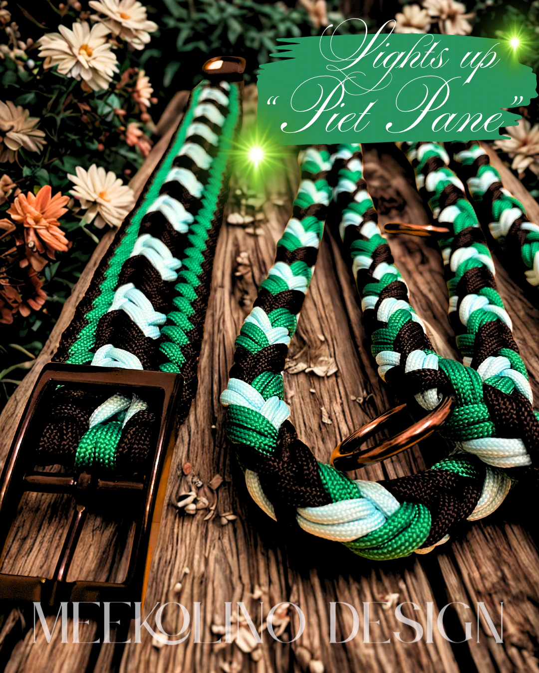 Paracord Set Halsband und Leine „Lights up Piet Pane“