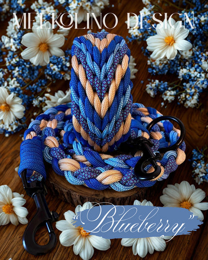 Paracord Set Halsband und Leine „Blueberry“