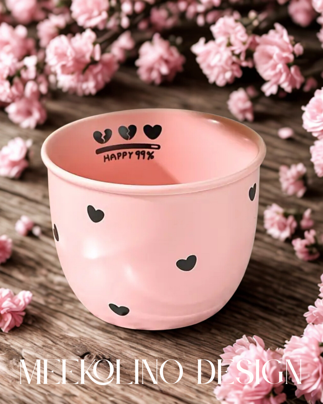 Keramikbecher rosa mit Deckel