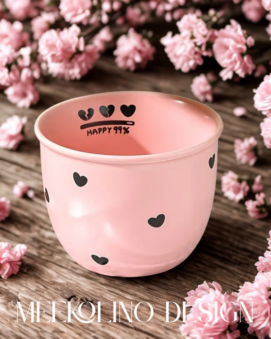 Keramikbecher rosa mit Deckel