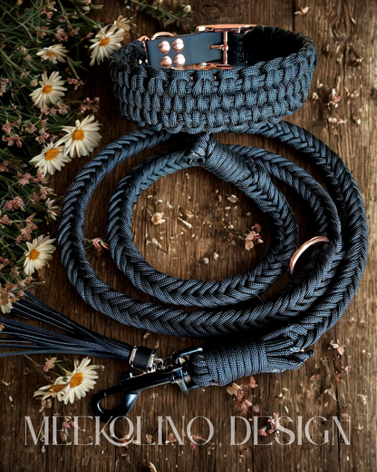 Paracord Set Halsband und Leine „Black Beauty“