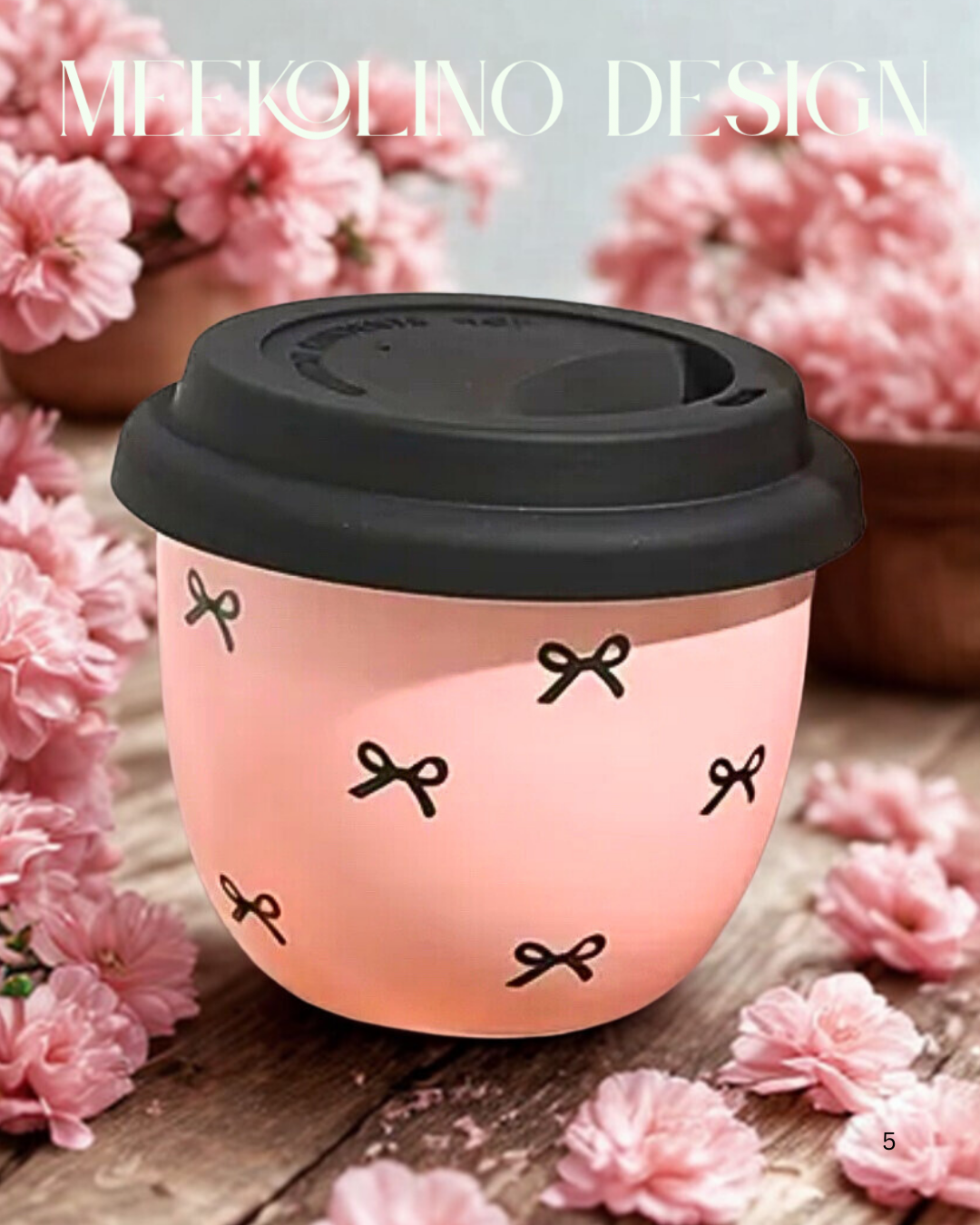 Keramikbecher rosa mit Deckel