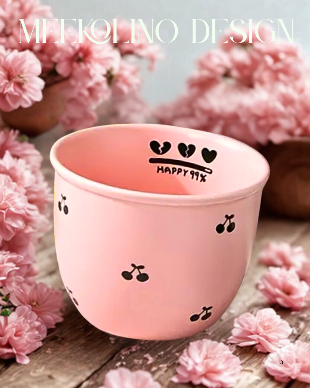 Keramikbecher rosa mit Deckel