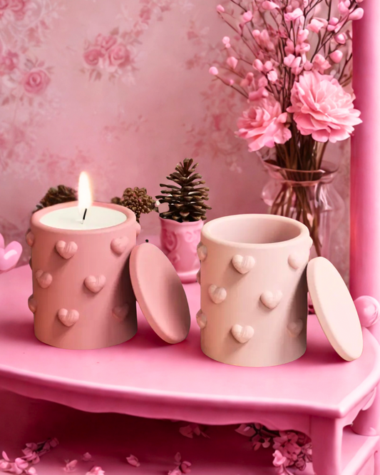 Kerze „Herzen“ (mit Deckel)